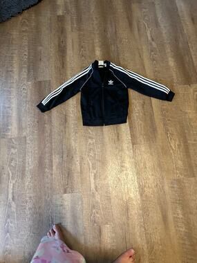 Adidas Black 3-Stripe Track Jacket Size 3T